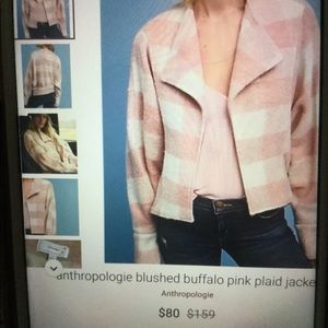 Anthropologie blushed buffalo pink plaid jacket